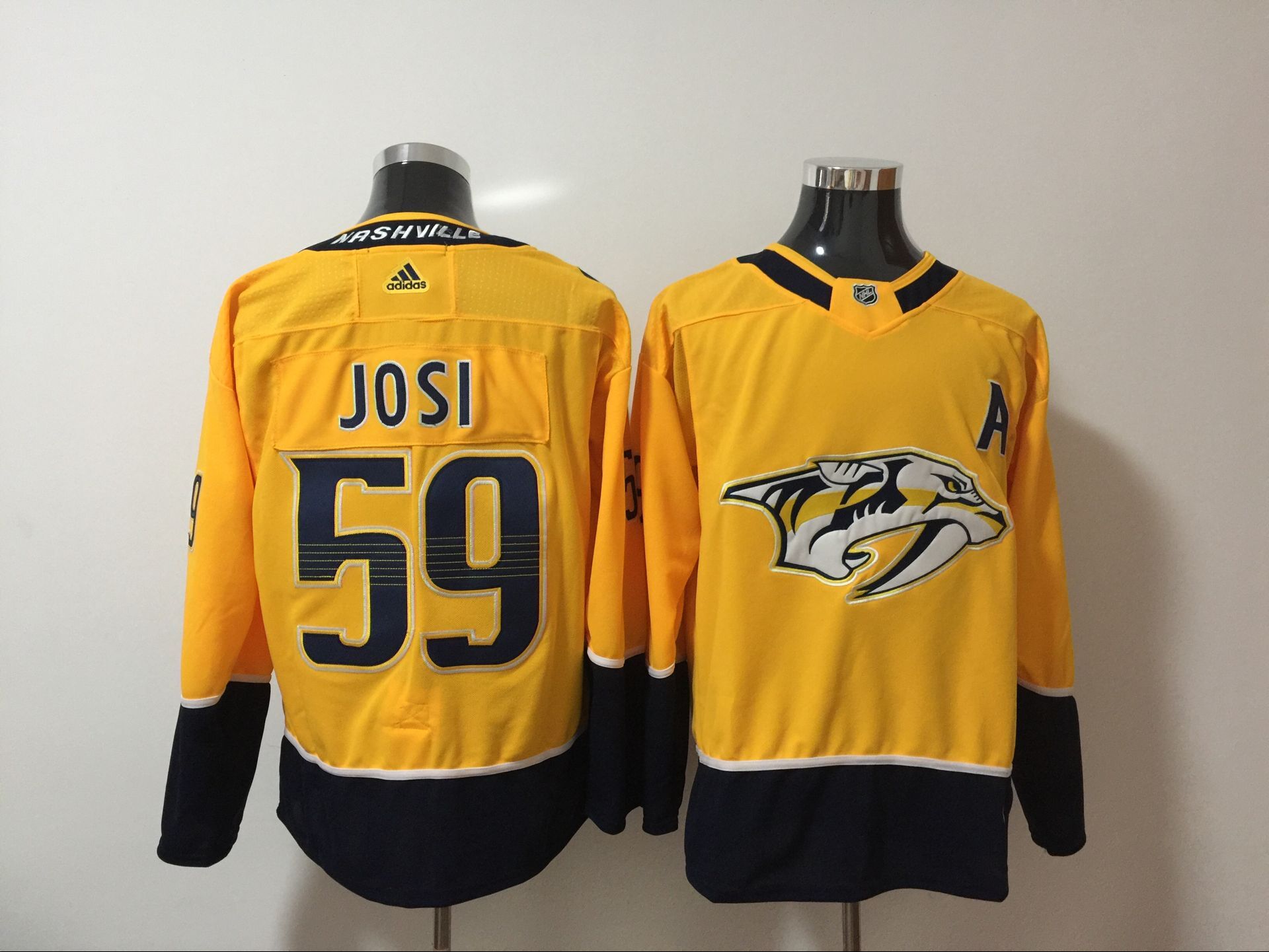 Men Nashville Predators 59 Josi Yellow Hockey Stitched Adidas NHL Jerseys